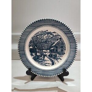 VTG Currier & Ives Country Life  Plate 10 1/4"  Knowles Sleigh Ride Blue& White